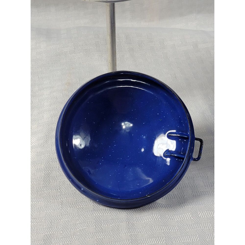 Vintage Blue Speckled Enamelware Coffee Percolator Pot with Lid and Filter 8.5in - Picture 6 of 8